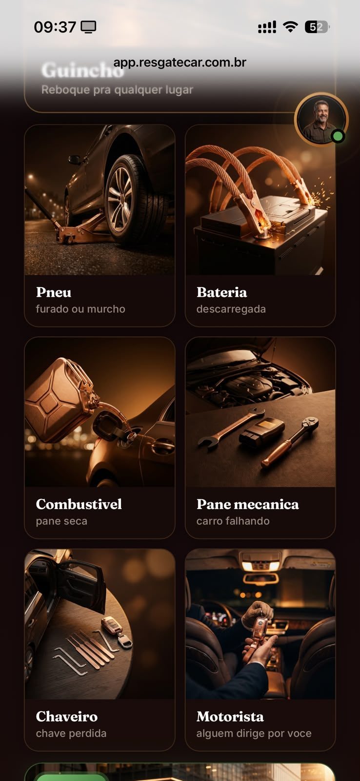 App ResgateCAR cliente — tela 2