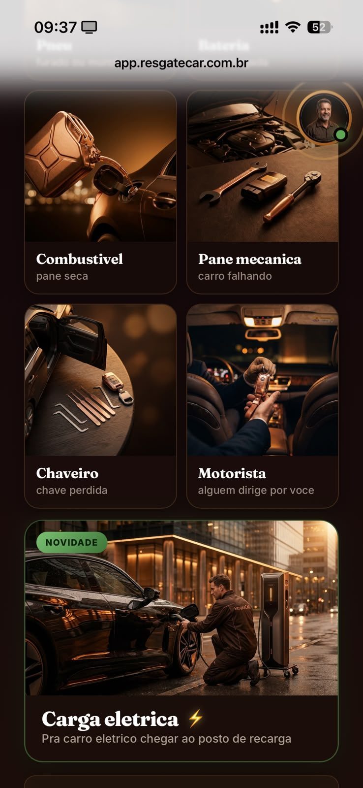 App ResgateCAR cliente — tela 3