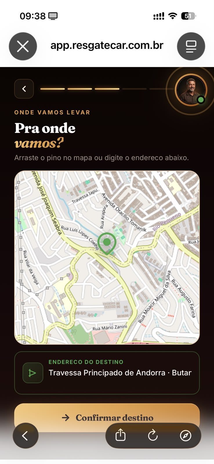 App ResgateCAR cliente — tela 6