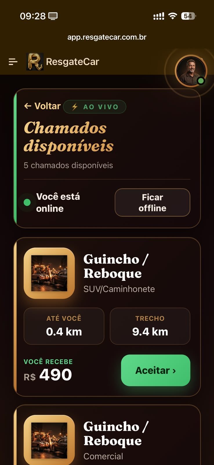 App ResgateCAR socorrista — tela 7